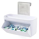 YouCopia DoorStash™ Dishwasher Pod Holder with Lid, Hanging Storage Container for Detergent, Speckled White
