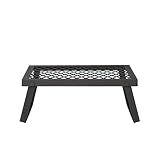 Amazon Basics Heavy-Duty Portable Camping Grill Grate for Outdoor Open Flame Cooking, Foldable, Sturdy, 15.9" x 12.2", Black