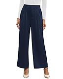 GRAPENT Womens Business Casual Outfits for Work - High Waisted Flowy Slacks - Palazzo Pants - Navy Blue - Size 12/14