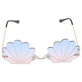 DOITOOL Gold Frame Rimless Sunglasses for Women Fun Party Sunglasses with Seashell Design Lightweight Pc Material Eyewear for Beach Festival and Photo Props 5.47 X 5.43 Inches