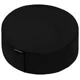 Retrospec Sedona Zafu Meditation Cushion Filled w/Buckwheat Hulls - Yoga Pillow for Meditation Practices - Machine Washable 100% Cotton Cover & Durable Carry Handle; Round, Black