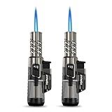 TOPKAY 2 Pack Torch Lighter Jet Flame Butane Lighter Refillable Mini Torch Lighter for Candles Grill BBQ Fireworks Camping (NO PREFILLED)