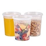 32oz Plastic Deli Containers, 24 Sets - Leakproof, Stackable, BPA Free, Microwavable, Freezer Safe