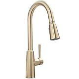 Lava Odoro Champagne Gold Kitchen Faucet with Pull Down Sprayer, Modern Kitchen Sink Faucet with Magnetic Docking Spray 2-Function, Single Handle Faucet for Kitchen Sink 1 Hole and 3 Hole, KF241-CB
