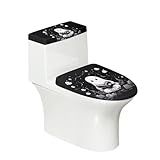 Zanxiantu Halloween Toilet Lid Cover Soft Absorbent Black Ghost Toilet Tank Lid Cover for Bathroom Decor Toilet Lid Seat Cover Set Stretch Washable Spandex Toilet Protector Cover