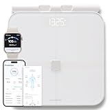 ExerScale AI Smart Scale with Body Weight Prediction, BMI, Body Fat, Muscle Mass, Workout, Food Tracking, Bluetooth Digital Scale with 8 Electrodes, High Accuracy Health Analyzer by EXERCHAIN - White