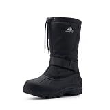 NORTIV 8 Men's Waterproof Winter Snow Boots Insulated,Black,11