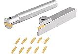 Accusize Industrial Tools 3/4" 2pc External & Internal Grooving Tool Set w/ 10 Extra Carbide MGMN300 Inserts, 0028-1034
