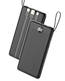 VEEKTOMX Portable Charger Built-in Cables, 10000mAh Power Bank for iPhone, Fast Charge USB C Battery Pack Travel Essentials Powerbank Compatible with iPhone 17/16/15/14, Samsung S25/24, Android, etc