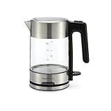 Amazon Basics Electric Kettle with Glass Carafe for Tea and Coffee, Fast Boiling, Auto Shut-Off, Boil-Dry Protection, Temperature Control, Removable Filter, 1 Liter, 1500W, BPA-Free