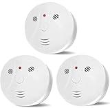 Lecoolife 3 Pack Smoke Detector Fire Alarms Battery Operated with Photoelectric Sensor and Silence Button, Travel Portable