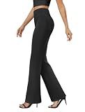 DLOODA Womens Bootcut Dress Pants Business Casual Work Pants with Pockets High Waist Stretchy Trousers Pull On Office Slacks Black
