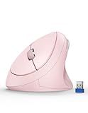 TECKNET Ergonomic Mouse, 4800 DPI Wireless Vertical Mouse, 5 Adjustable DPI Levels, 6 Buttons, 2.4G Silent Wireless Mouse for Laptop, PC, Chromebook - Pink