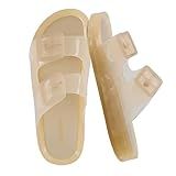 CUSHIONAIRE Pool Slides For Women Waterproof Double Buckle Adjustable Slip-On Womens Sandals For Beach Shower Casual Wear, CHAMPAGNE 8