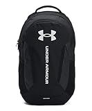 Under Armour Unisex-Adult Hustle 6.0 Backpack, (002) Black/Black/White, One Size Fits Most