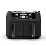 Ninja DZ401 Foodi 10 Quart 6-in-1 DualZone XL 2-Basket Air Fryer with 2 Independent Frying Baskets, Match Cook & Smart Finish to Roast, Broil, Dehydrate for Quick, Easy Family-Sized Meals, Grey