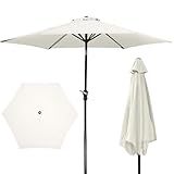 Elevon 9FT Creamy White Outdoor Patio Umbrella with Push Button Tilt and Crank, Beach Umbrella for Sun Shades, Market Umbrella with 6 Sturdy Metal Ribs, UV Resistant Waterproof for Garden
