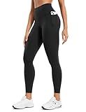 CRZ YOGA Butterluxe Workout Leggings Pockets 25'' - High Waisted Gym Womens Yoga Pants Buttery Soft Black Medium