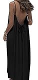 OFEEFAN Womens Summer Dresses 2026 Backless Cami Maxi Dress Plus Size Sundresses Spaghetti Strap Beach Vacation Clothes Swimsuit Coverup Black L
