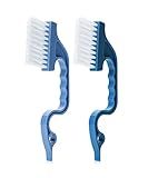 Slick- Window Track Cleaning Brush, 2 Pack, Blue Ergonomic Handle, Built-in Scraper, Multipurpose, Window Track Cleaning Tools