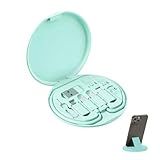 YAFIYGI 9 in 1 Cable Case USB Adapter Cable Conversion Storage Box USB Type C to Micro USB/Lightning/USB A Cable Data Transfer Tool Contains Sim Card Slot Tray Eject Pin Use as Phone Holder (Green)