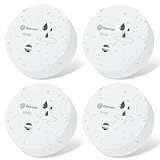 Geevon 4 Pack Water Leak Detectors, 100dB Water Sensor Alarms Flood Detector for Basements, Bathrooms, Laundry Rooms, Kitchens, Garages, and Attics, Water Alarms Battery-Operated (Battery Included)
