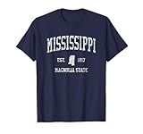 Mississippi T-Shirt Vintage Sports Design MS Tee T-Shirt