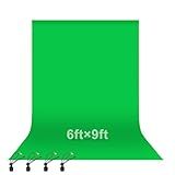 EMART Green Screen Backdrop, 6 x 9 Ft Photography Greenscreen Background Sheet Fabric Kit for YouTube Video Streaming Zoom, Small Photo Chromakey Polyester Cloth Curtain with 4 Clip