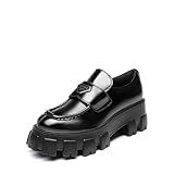 DREAM PAIRS Women's Chunky Loafers Platform Comfortable Slip-On Dressy Business Casual Fashion Outfit Loafer Shoes,Size 7,Black-Pat,SDLS2411W