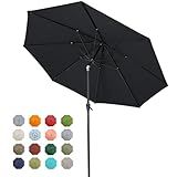 Tempera 7.5ft Patio Market Outdoor Table Umbrella with Push Button Tilt and Crank,Large Sun Umbrella with Sturdy Pole&Fade resistant canopy,Easy to set,Space Grey