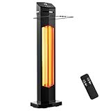 1500W Electric Patio Heater, 36inch Infrared Heater with Remote, IPX5 Waterproof Infrared Tower Space Heater, 2 Heat Levels, 12H Timers, Tip-Over & Overheat Protection for Garage, Indoor, Home