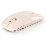 RAPIQUE R306 Pro Wireless Mouse, Dual Bluetooth & 2.4GHz, Connect Up to 3 Devices, Type-C Rechargeable, Silent Click, Ergonomic Symmetrical Design, for MacBook, Laptop, Tablet, Milk Tea Pink