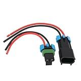 Micro Traders 2PCS 2-Pin Car Fan Plug Wiring Harness Male & Female Connector Compatible with Delphi Metri-Pack 280 Series Line Length 13.5cm 14AWG 2-Terminal Fan Plug Harness