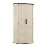 Suncast Vertical Outdoor Storage Shed with All-Weather Construction, Vanilla