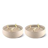 TIKI Citronella Candle 2-Pack – 7-Inch White Wax Bowl with Concrete Finish – Outdoor Decorative Candles for Patio, Deck, Garden, Backyard & Camping