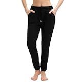 Walifrey Joggers with Pockets, Drawstring Sweatpants Women Black XL