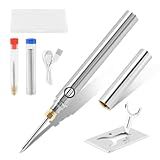 USB Rechargeable Portable Soldering Iron Kit, 1100mah 5V 15W Rapid Heat 788°F Cordless Soldering Iron Pen Kit Charging Welding Tool for Jewelry, Electronic, Household, DIY(COLOR:silver)
