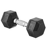 Amazon Basics Rubber Hex Dumbbell Hand Weight with Comfortable Grip for Home and Gym, 15 Pounds, Single