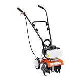 RYIRSHOH Rototiller Gas Powered, 43CC 2-Cycle Garden Tiller, Mini Tiller for Gardening with 4 Steel Adjustable Front Tines for Lawn, Garden and Field Soil Cultivation, Furrowing