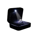 Omeet Velvet Metal Glossy with LED Jewelry Gift Box for Proposal, Engagement, Wedding - Easy to fit into Your Pocket or Handbag