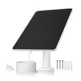 USB Solar Panel for Ring Camera - Type-C Solar Panel Charger 5v 6w with 10ft Waterproof Charging Cable, Micro-USB & USB-C & Barrel Port, IP66 Weatherproof,Includes Secure Wall Mount (Black)