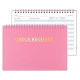 Checkbook Register, Check Registers for Personal Checkbook, Financial Ledger, Checking Book Register for Debit Card & Personal Bank Checks Order Online - Wide Edition, 8.4" x 6.1" (Pink)