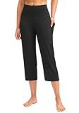 G Gradual Capri Pants for Women High Waist Workout Yoga Pants with Pockets Tummy Control Leggings Crop Straight Pants(Black,3XL)
