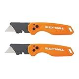 Klein Tools 44313 Folding FLICKBLADE Utility Knife with Side Release Button, Compact, Dual Locking Positions for Versatile Cutting Options, 2-Pack