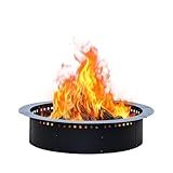 Grovellis 36 inch Outdoor Fire Pit Liner, Round Heavy Duty Fire Pits, Rim Insert Firepit for Outside, DIY Campfire Fireplace