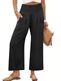 ANRABESS Womens Wide Leg Palazzo Pants with Pockets,Black,L