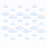 SaktopDeco 6 Pack Cloud Garland White Felt Banner Hanging Wall Ceiling Decor Baby Shower Sky Theme Party Decorations