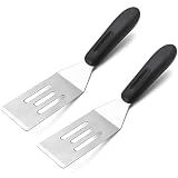 【2 Pack】 Small Metal Spatula Set, Mini Stainless Steel Serving Spatulas for Kitchen Use, Ideal for Flipping Pancake, Brownie, Cookie, Cake, Egg – Professional Cooking & Baking Utensil