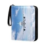 PaChyLuu Collectible Trading Card Albums, 4 Pocket Trading Card Binder, 400 Cards Holder Album Trading Card Binder with 50 Removable Sleeves, Zipper Card Book (Airplane)