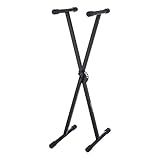 Amazon Basics Keyboard and Piano Stand, Adjustable Height, Portable Single-X-Shape, Black